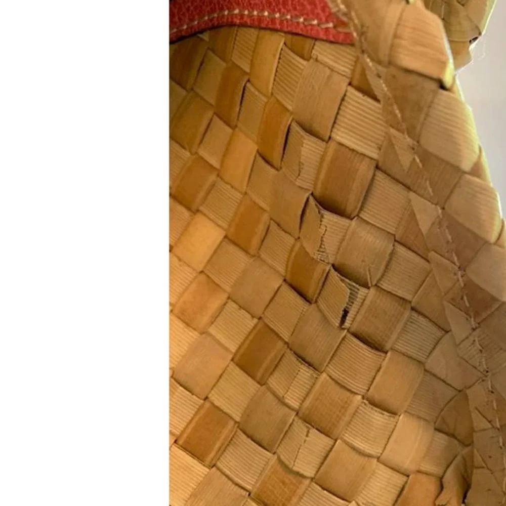 Kate Spade Wine / Picnic Basket shoulder bag Straw Wicker Rattan Pink trim - Picture 10 of 10